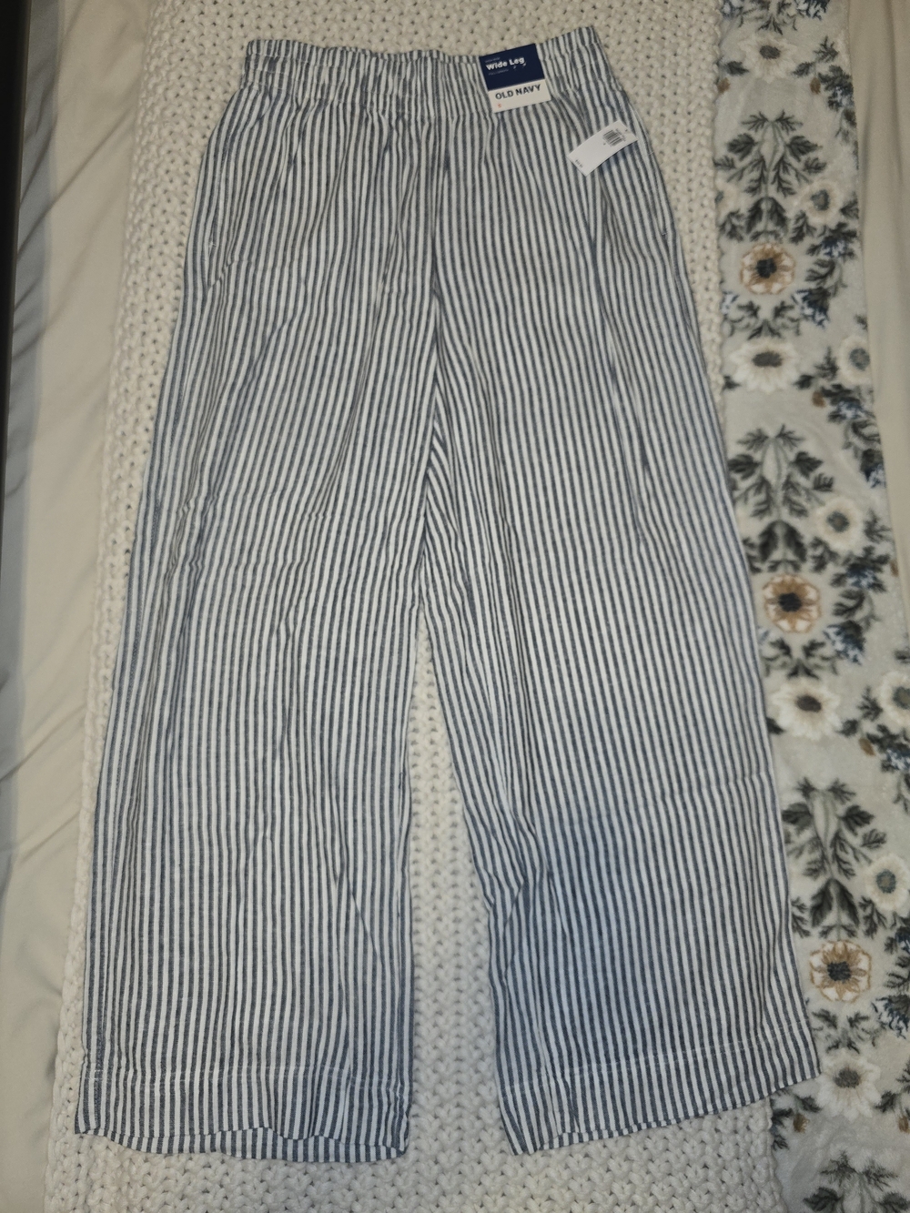 Old Navy Blue & White Stripe Wide Leg Pants